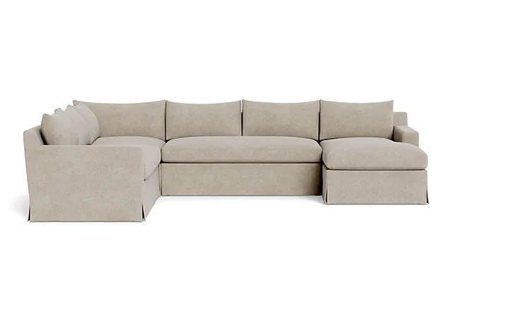 Sloan Slipcovered 4-Piece Corner Sectional Sofa with Right Chaise