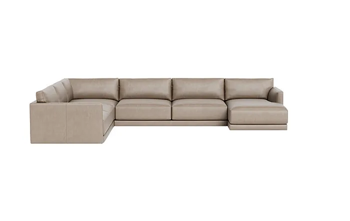 Lukas Leather 4-Piece 5-Seat Corner Chaise Sectional Right