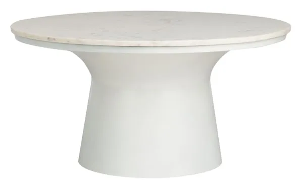 Mila Pedestal Coffee Table - White Marble/White