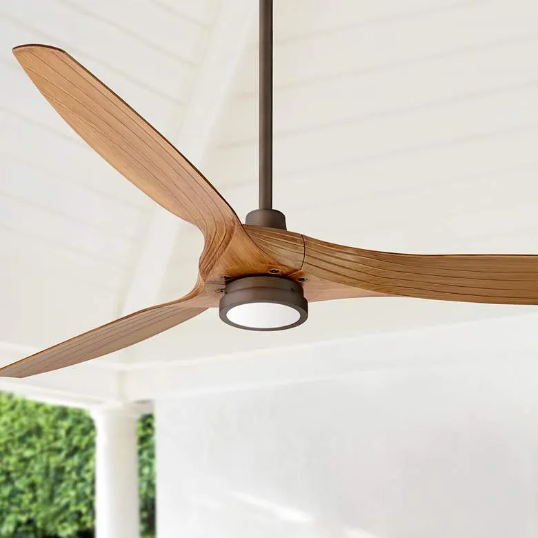 60" Casa Vieja Aireon Bronze Walnut LED Damp Ceiling Fan with Remote