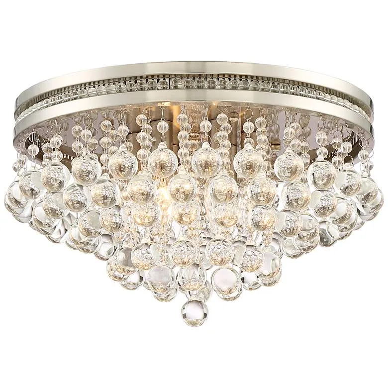 Possini Euro Regina Nickel 15 1/4" Wide Crystal Ceiling Light