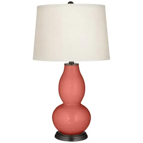 Color Plus Double Gourd 28 3/4" High Coral Reef Pink Table Lamp