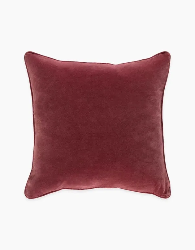 Safflower Velvet Throw Pillow, Dusty Red, 18" x 18"