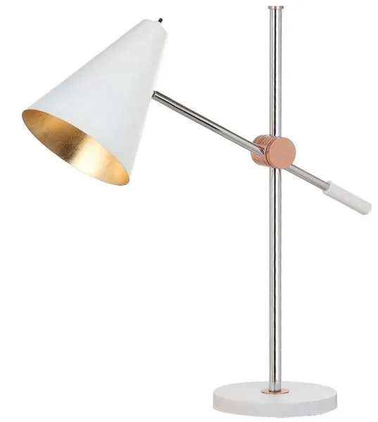 Alexus Table Lamp - Chrome/White