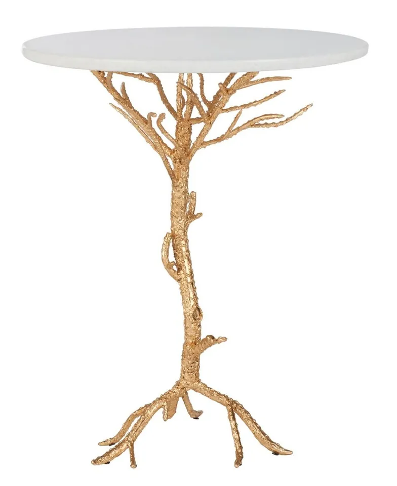 Carolyn Rooted Accent Table - White/Gold
