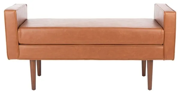Henri Midcentury Bench / Light Brown Pu / Walnut