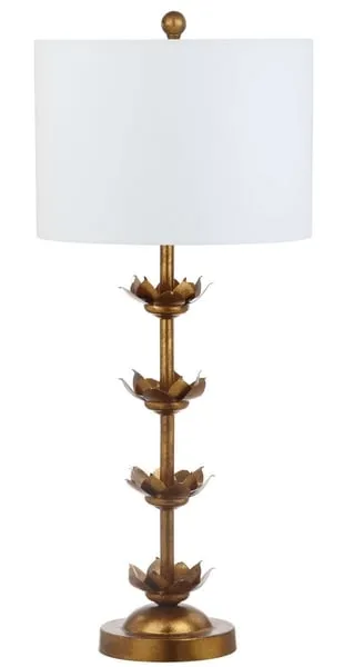 Lani Leaf 32" Table Lamp, Set Of 2 - Gold / White