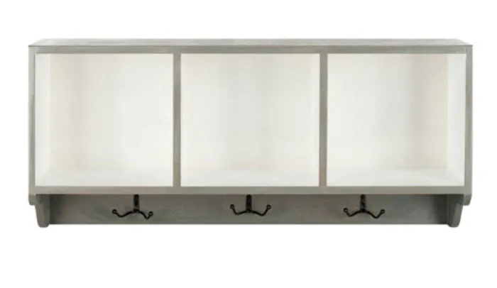 Alice Wall Shelf With Storage Compartments - French Gray/White