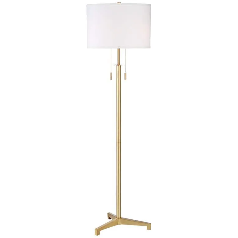 Possini Euro Encino 60" Antique Brass Modern Tripod Floor Lamp