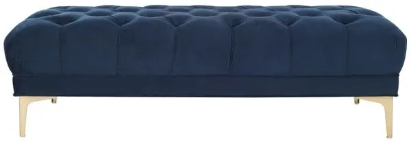 Zarya Tufted Rectangular Bench - Navy/Brass