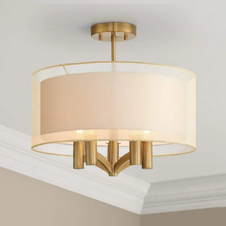 Possini Euro Caliari 18" Wide Warm Brass 5-Light Ceiling Light