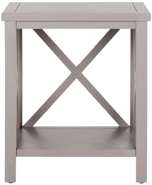 Candence Cross Back End Table - Quartz Gray