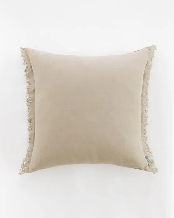 24" x 24" Hazelton Fringed Pillow Cover, Mushroom