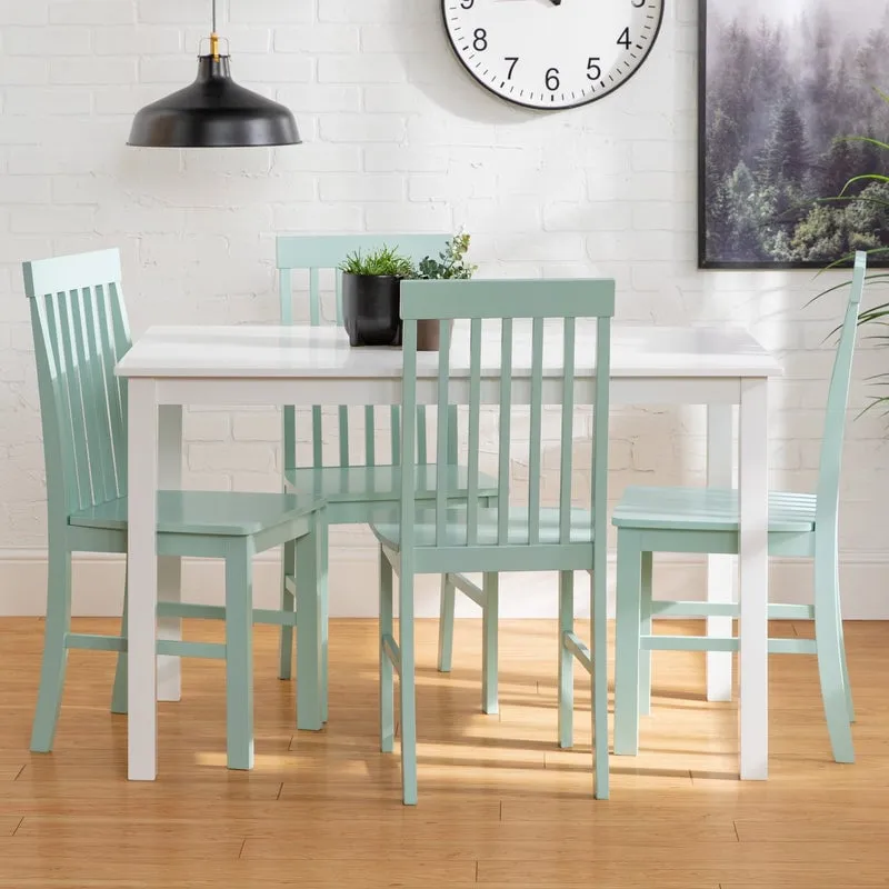 5-Piece Modern Dining Set - White/Sage