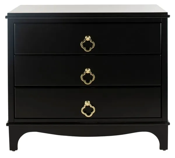 Hannon 3 Drawer Contemporary Nightstand - Black