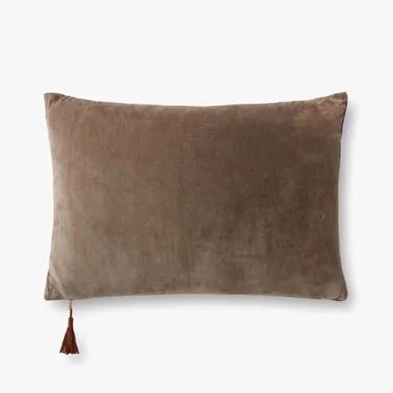 Magnolia Home by Joanna Gaines x Loloi No Name Mocha / Plum 16" x 26" Cover w/Poly