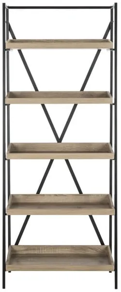 Joel Retro Mid Century 5 Tier Etagere - Oak/Black