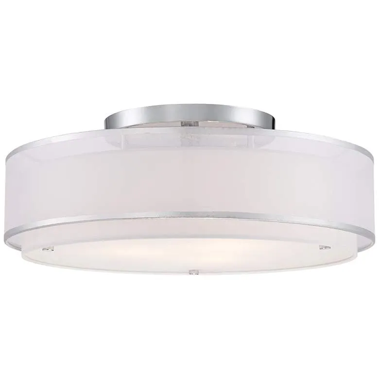 Possini Euro 20" Wide Double Organza Shade Modern Ceiling Light
