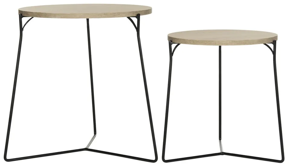Ryne Retro Mid Century Stacking End Table - Light Oak/Black