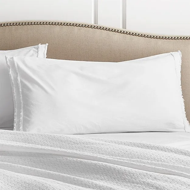 Favorite Washed Organic Cotton White Eyelash King Bed Pillow Sham