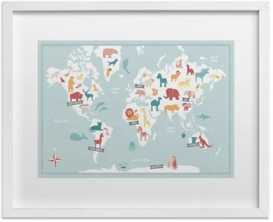Animal World Map Limited Edition Nursery Art Print