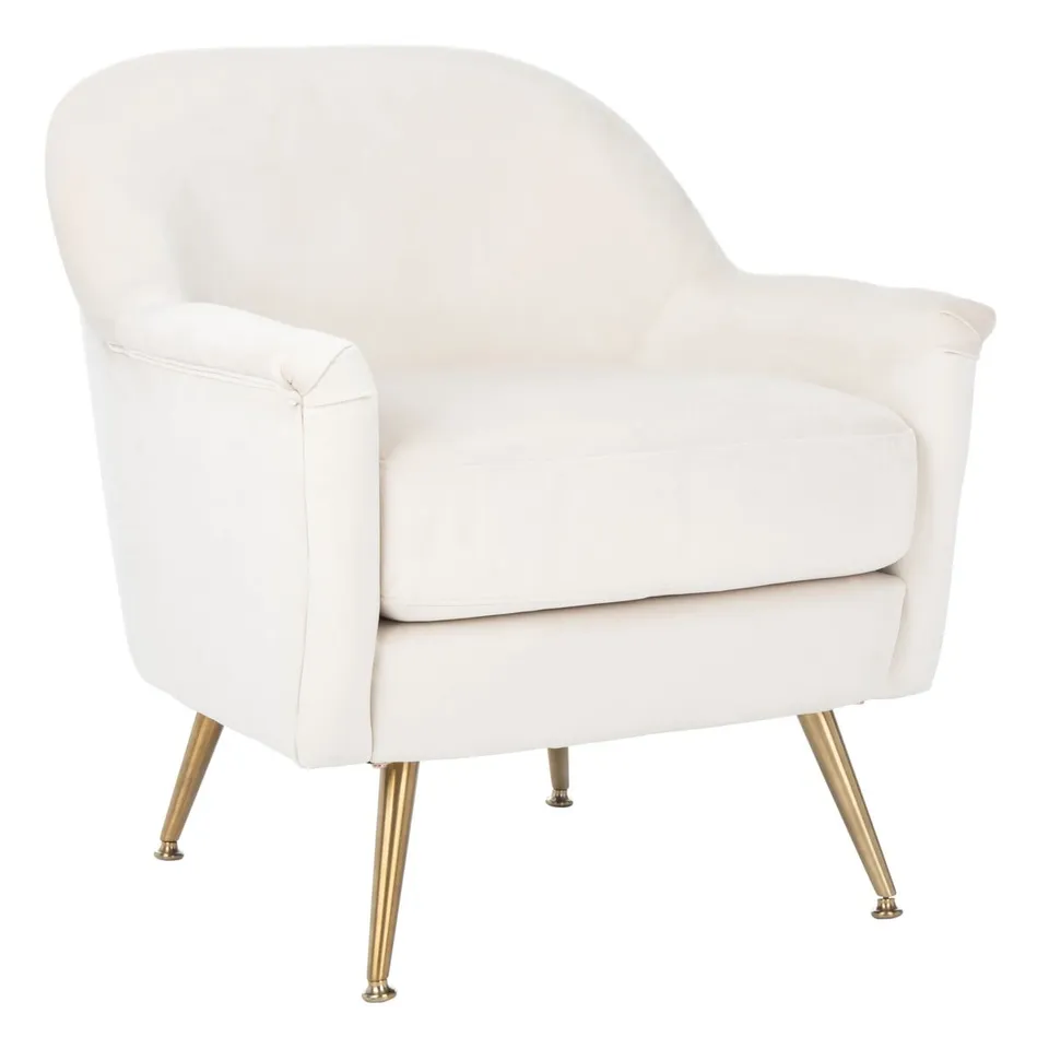 Brienne Mid Century Arm Chair - Ivory / Brass