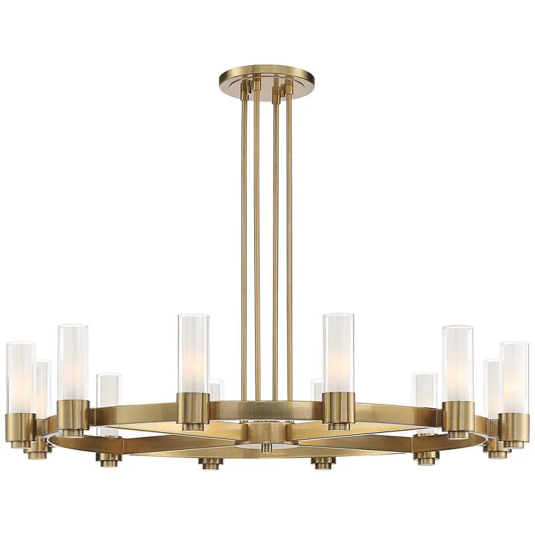 Possini Euro Ennis 48" Wide Antique Brass 12-Light Ring Chandelier