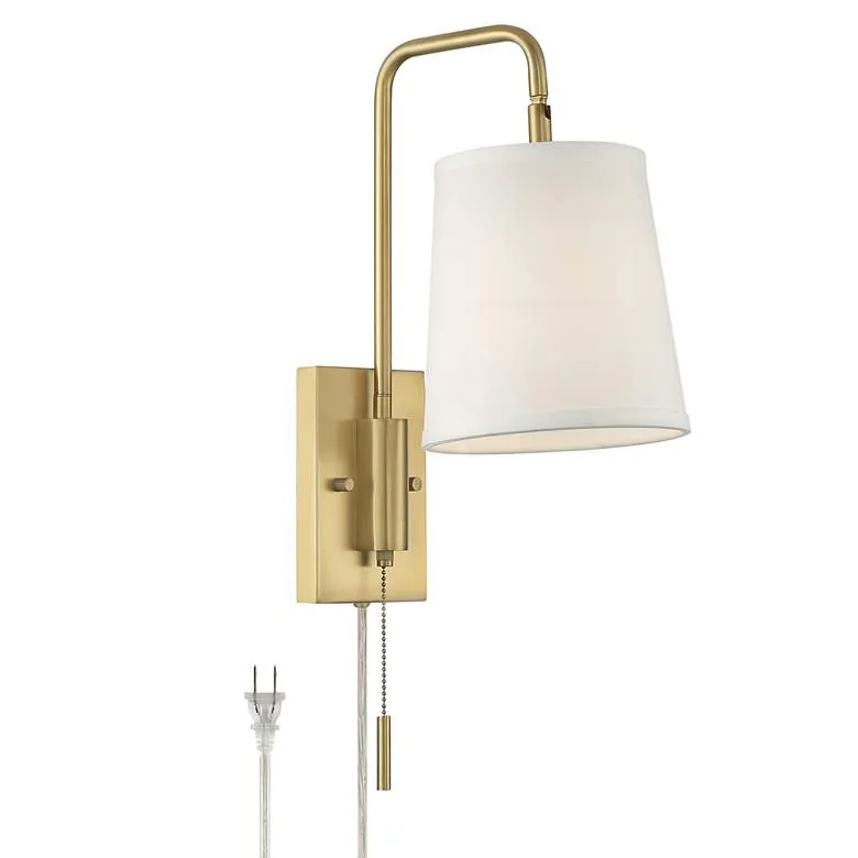 360 Lighting Luca 15 1/2" Warm Brass Swing Arm Plug-In Wall Lamp