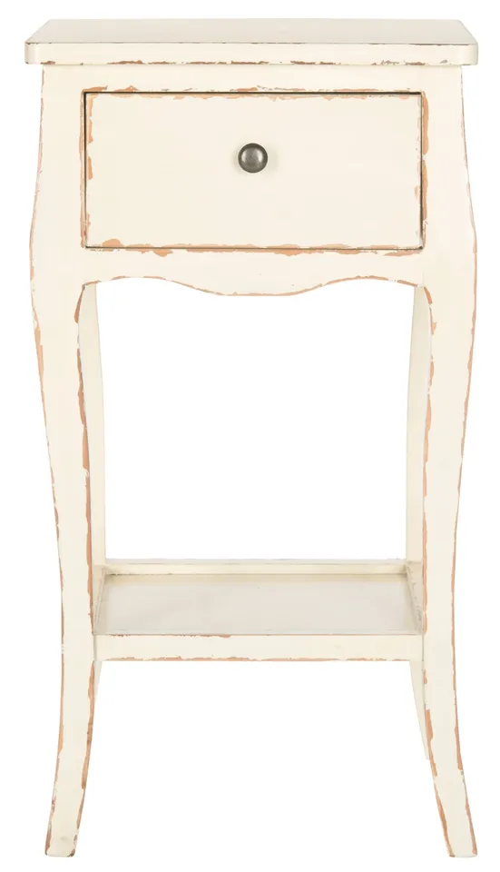 Thelma End Table With Storage Drawer - Vintage Cream