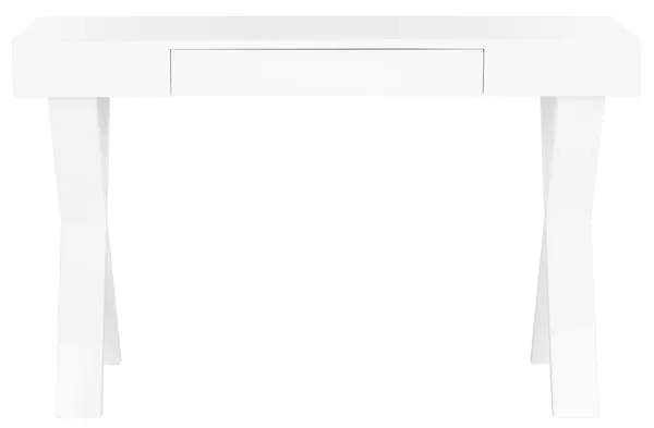 Alessia Mid Century Lacquer One Drawer Vanity Desk - White