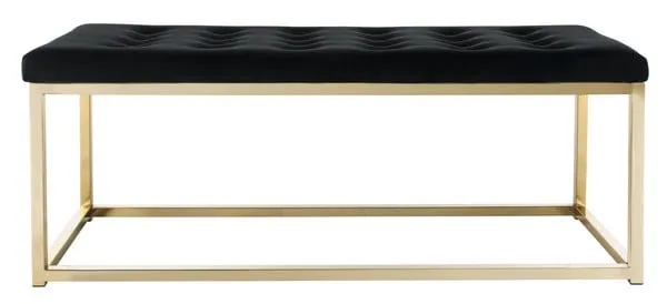 Reynolds Velvet Bench - Black/Brass