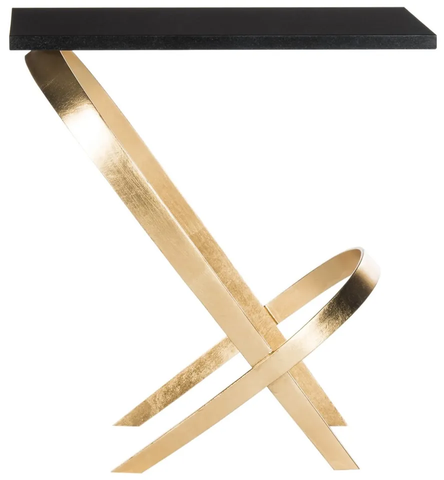 Dovie Glass Top Side Table - Black/Gold