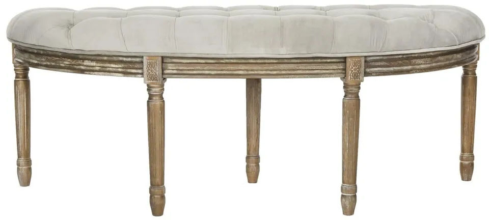 Abilene Tufted Rustic Semi Circle Bench - Gray/Rustic Oak
