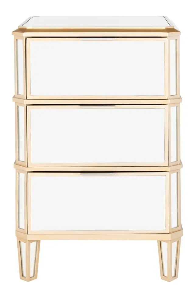 Giana 3 Drawer Mirrored Nightstand - Mirror