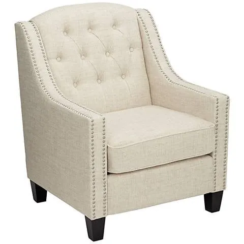 Tivoli Ivory Linen Tufted Armchair