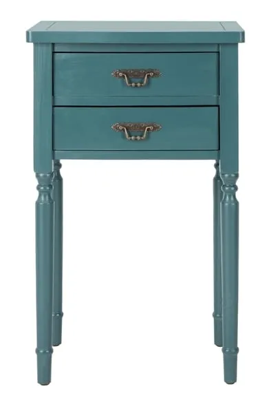 Marilyn End Table With Storage Drawers - Teal