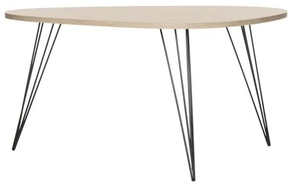 Rocco Retro Mid Century Wood Coffee Table - Light Oak/Black