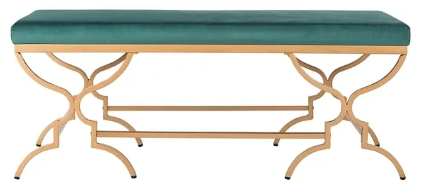 Juliet Rectangular Bench - Emerald/Gold