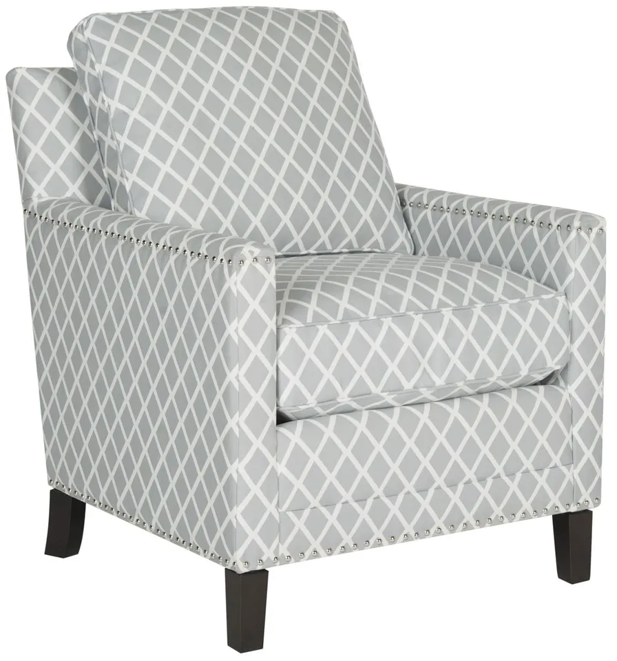 Buckler Club Chair - Silver Nail Heads - Gray/White/Espresso