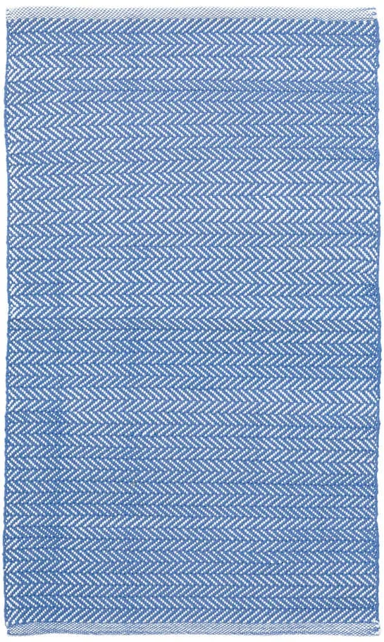 Herringbone French Blue/White Handwoven Indoor/Outdoor Rug