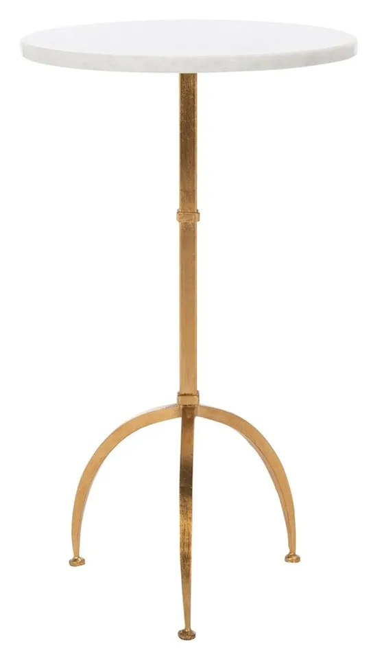 Myrna Round Top Accent Table - White/Gold