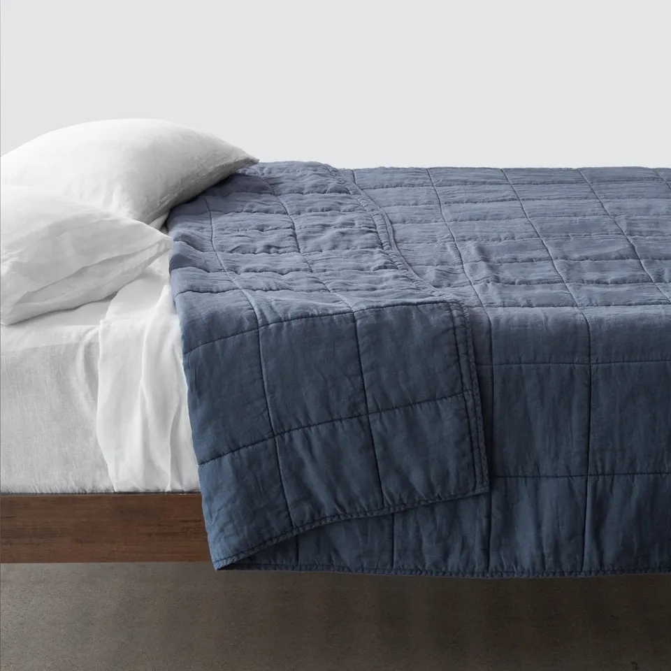The Citizenry Stonewashed Linen Quilt | King/California King | Slate Blue