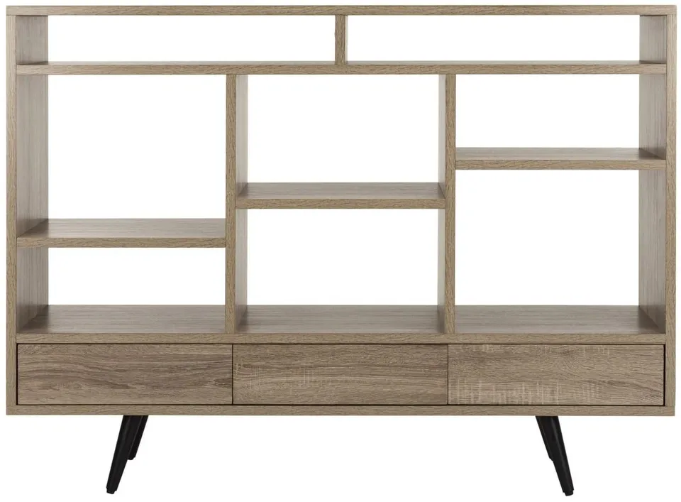 Marina Retro Mid Century Wood Etagere - Oak/Black