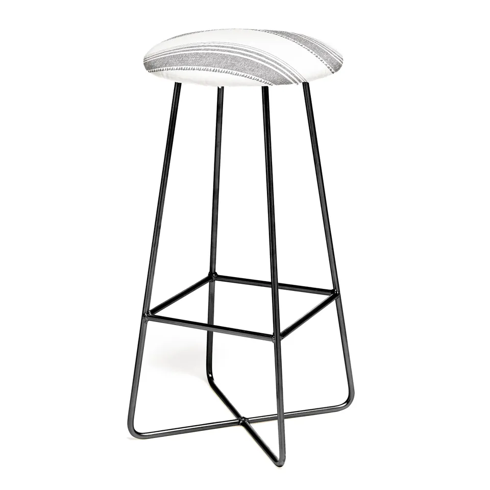 French Linen Charcoal Tassel by Holli Zollinger - Bar Stool Black Aston Legs 15" x 30"