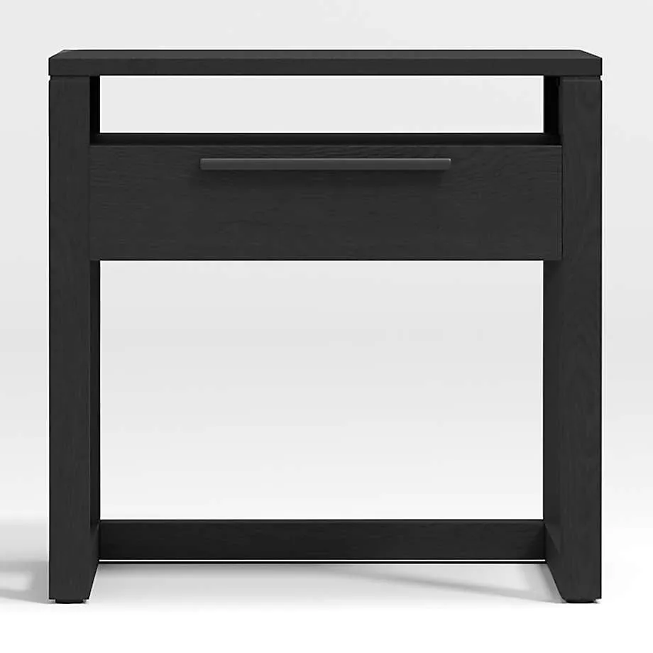Linea 23" Black Teak Wood Nightstand