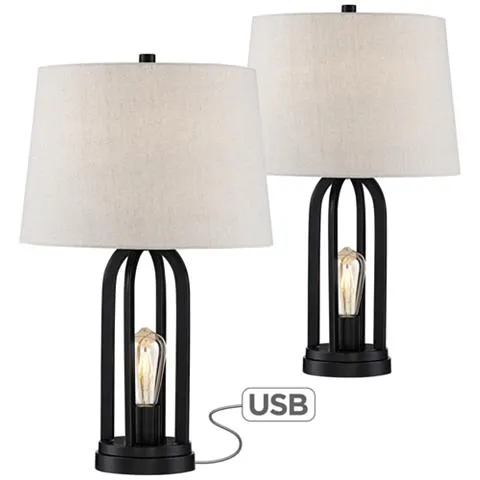 Possini Euro Marcel 24 1/4" LED Night Light USB Table Lamps Set of 2