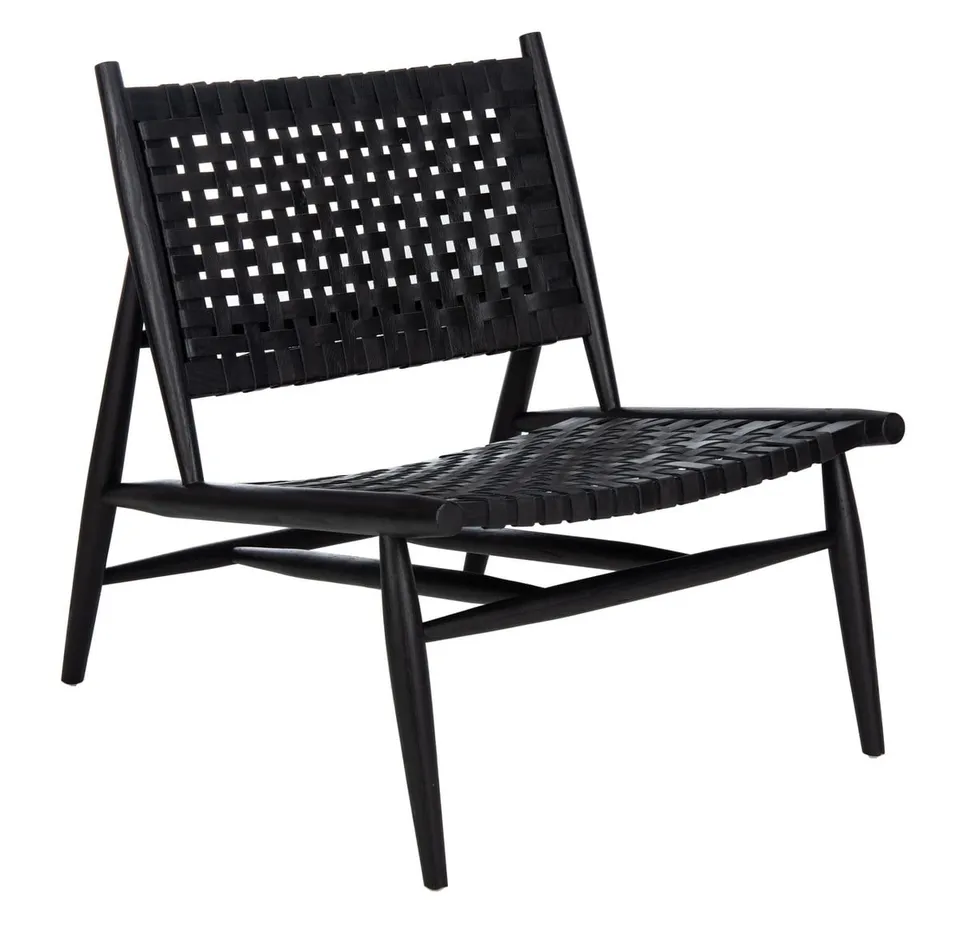 Soleil Leather Woven Accent Chair