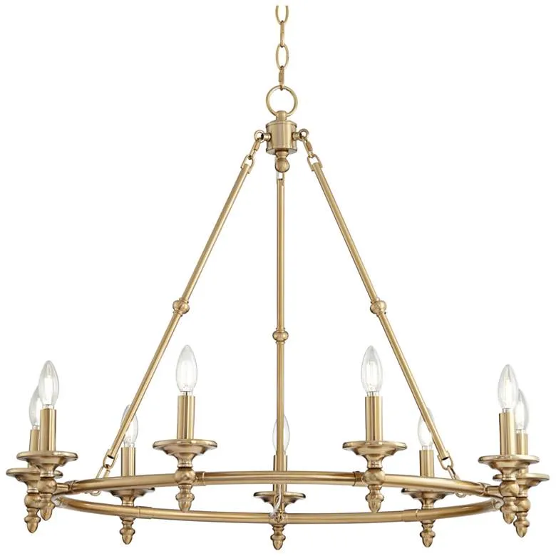 Possini Euro Hartley 35"W Warm Antique Gold 9-Light Ring Chandelier