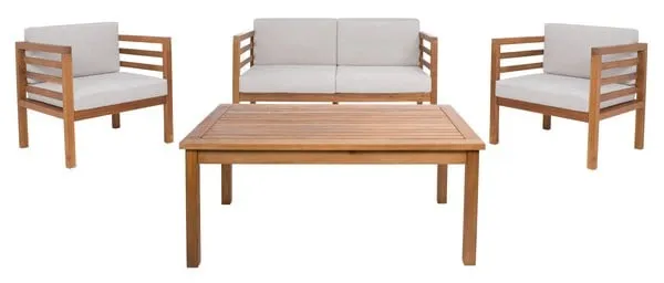 Kinnell 4 Piece Outdoor Living Set - Natural/Light Gray