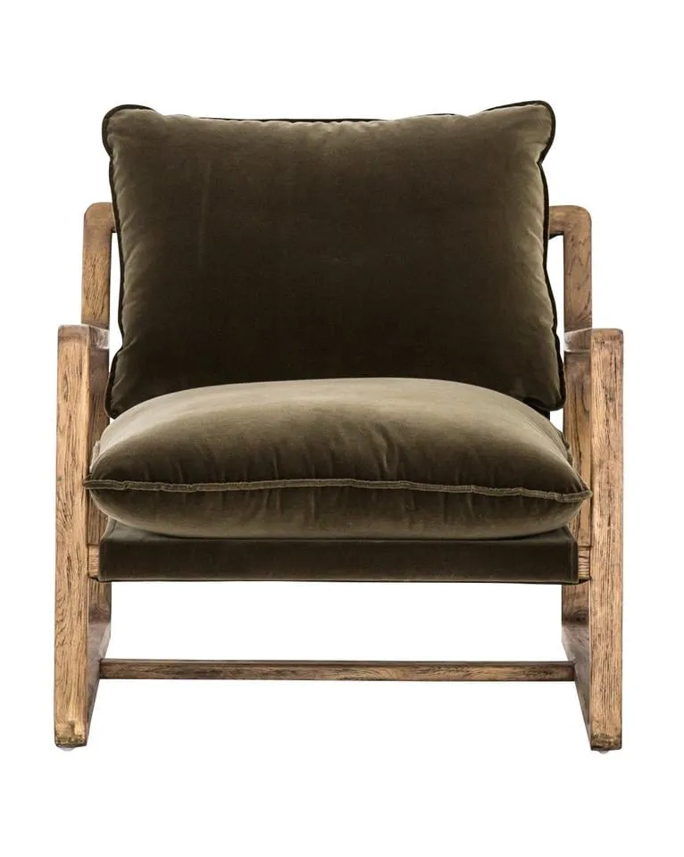 Ura Chair, Olive Green & Distressed Oak